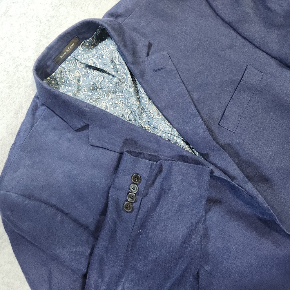 Lauren Ralph Lauren Mens 44S Blue Linen Blend 2 Button Sport Coat Blazer Jacket